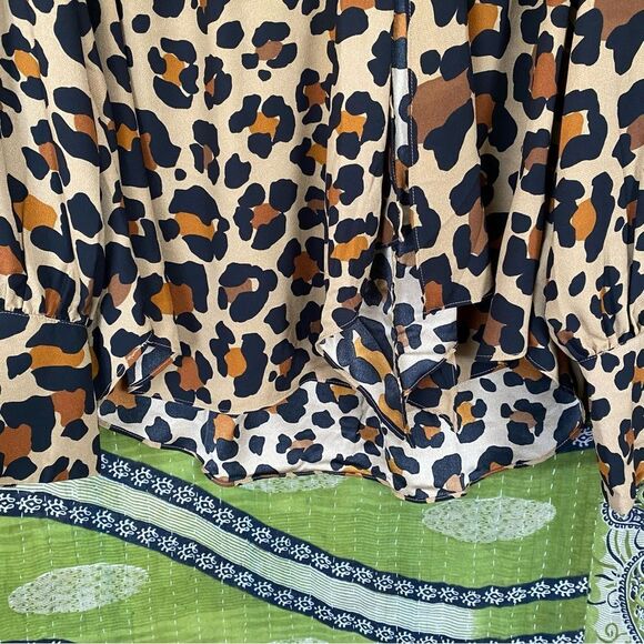 Judith March Anthropologie Leopard Print Neck Tie Blouse Size Small - Picture 5 of 13